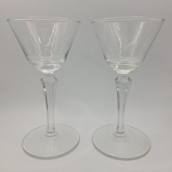 Libbey Cocktail Glass Set 2 Ounces Geometric Lonh Stem Clear Pair - Picture 7 of 7
